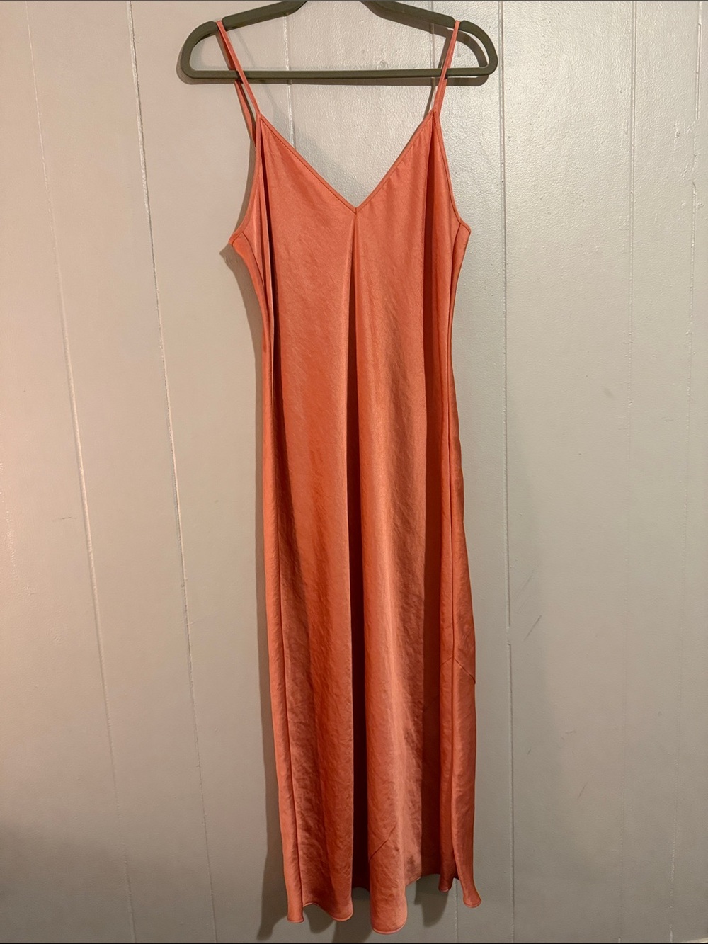 Wilfred Aritzia Coral Satin Midi Slip Dress